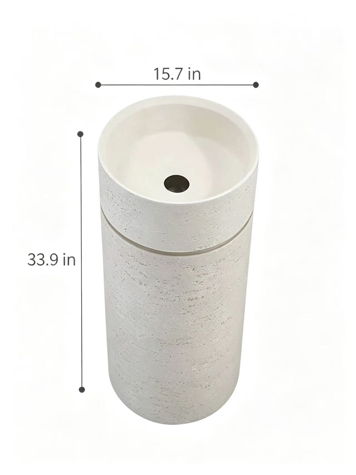 Rough Texture Pedestal Sink | Off-White Travertine Cylindrical Basin