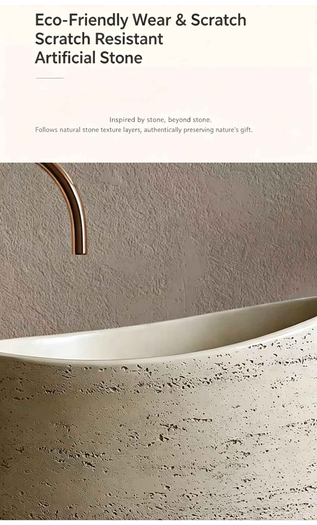Oval Pedestal Sink | Egg-Shaped Slanted Rim Travertine Artificial Stone Freestanding Basin