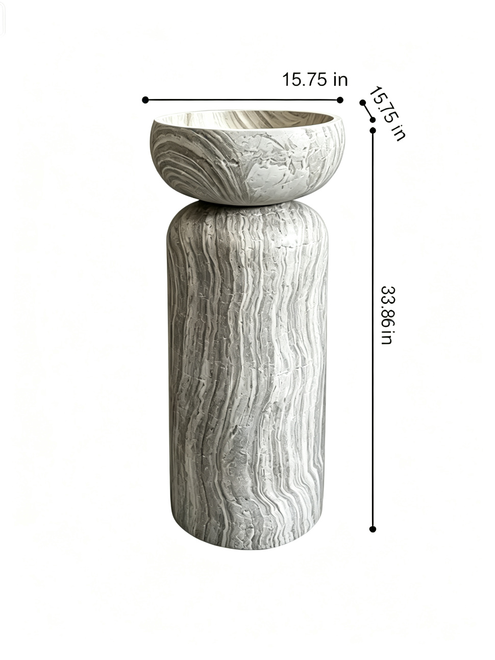 Mushroom Bowl Pedestal Sink | Grey White Striped Freestanding Basin