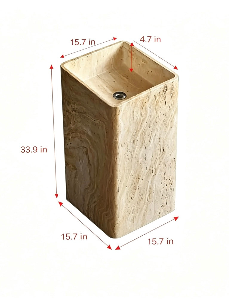 Beige artificial stone pedestal sink quality inspection, factory direct JC/T 2116 certified