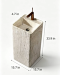 Square freestanding artificial stone pedestal sink factory packaging, insured shipping 2-4 weeks